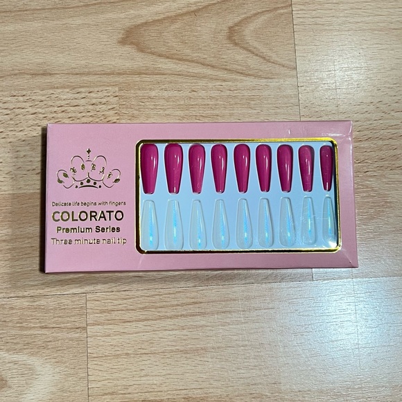 New 24 piece long Coffin Press On Nails with Kit to adhere - Picture 2 of 3